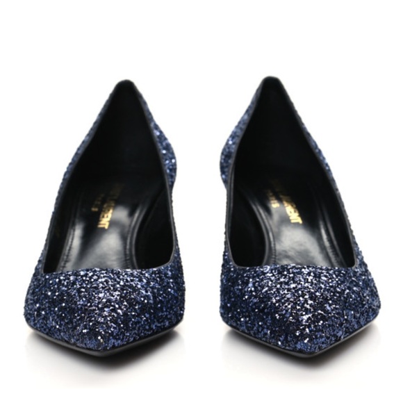 SAINT LAURENT Charlotte Glitter Heel - Picture 2 of 6